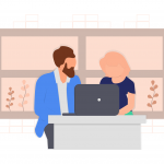 undraw_co-workers_ujs6 illustration of man talking to women, sharing business advice