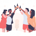 undraw_having_fun_iais Character illustration of people celebrating together to represent connecting as a startup community