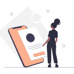 undraw_mobile_app_0irr (1) Character illustration of person looking mobile application product development