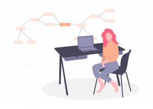 undraw_software_engineer_lvl5 Character illustration of a lady at a desk with a mind map showing on front of her to resemble a startup ecosystem map