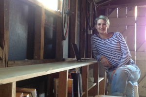 Natalie Garage Natalie Robinson sitting in Mum's Garage