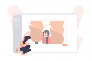 Brand_Services_Illustration Illustration of women drawing the word Logo to represent brand development services